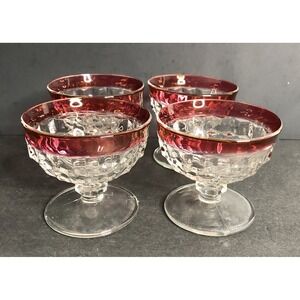 4 Whitehall Colony Ruby Flash Champagne Sherbet Glasses Ruby Red Top